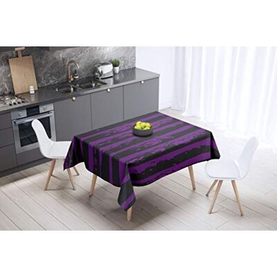 Bonamaison köksdekoration, bordsduk, lila, svart, 140 x 140 cm – designad och tillverkad i Turkiet Bonamaison köksdekoration, bordsduk, lila, svart, 140 x 140 cm – designad och tillverkad i Turkiet