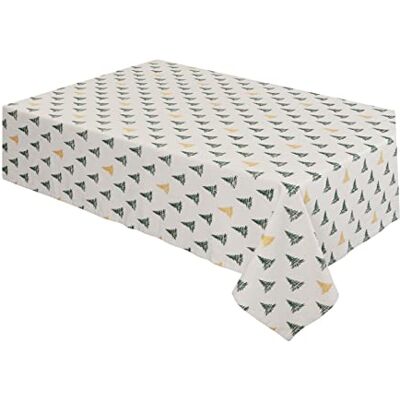Sleepdown Vinter tallar bordsduk metallisk detalj 100% bomullstyg bordsduk skydd – naturlig 180 cm (70 tum rund) Sleepdown Vinter tallar bordsduk metallisk detalj 100% bomullstyg bordsduk skydd – naturlig 180 cm (70 tum rund)