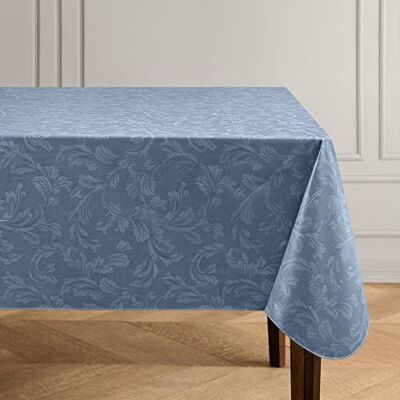 Elrene Home Fashions Camile blommig damast-rullning vatten- och fläckbeständig vinylbordsduk med flanellstöd, 152 cm x 300 cm, rektangel, blå Elrene Home Fashions Camile blommig damast-rullning vatten- och fläckbeständig vinylbordsduk med flanellstöd, 152 cm x 300 cm, rektangel, blå