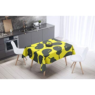 Bonamaison köksdekoration, bordsduk, lila, svart, 140 x 140 cm – designad och tillverkad i Turkiet Bonamaison köksdekoration, bordsduk, lila, svart, 140 x 140 cm – designad och tillverkad i Turkiet