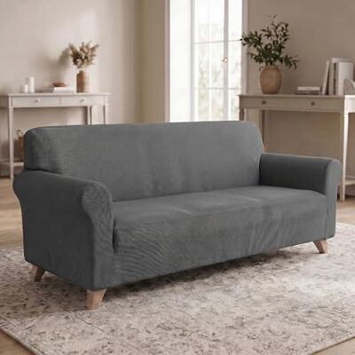 Italian Bed Linen Dahlia elastiskt soffskydd – elastiskt soffskydd 190–260 cm, 3-sits, töjbart överdrag mörkgrå Italian Bed Linen Dahlia elastiskt soffskydd – elastiskt soffskydd 190–260 cm, 3-sits, töjbart överdrag mörkgrå