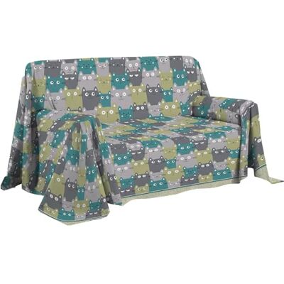 PENSIERI DELICATI Sofföverdrag 250 x 290 cm tillverkat i Italien, heltäckande överdrag i 100% ren bomull, grönt Happycat-mönster, perfekt som heminredning, sängöverdrag eller sommaröverkast (2 rutor) PENSIERI DELICATI Sofföverdrag 250 x 290 cm tillverkat i Italien, heltäckande överdrag i 100% ren bomull, grönt Happycat-mönster, perfekt som heminredning, sängöverdrag eller sommaröverkast (2 rutor)