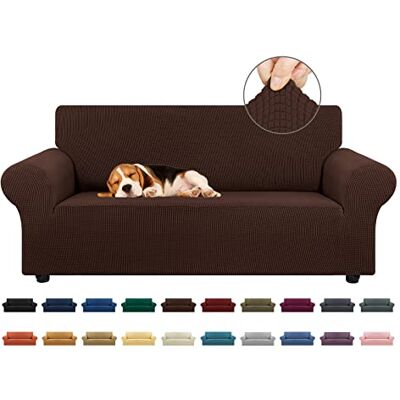 KEKUOU Stretch Loveseat sofföverdrag överdrag, sofföverdrag för 2 kuddar soffa (140 cm – 200 cm) möbelskydd soffa med elastisk botten för barn, hund. Jacquard liten rutig (medium, choklad) KEKUOU Stretch Loveseat sofföverdrag överdrag, sofföverdrag för 2 kuddar soffa (140 cm – 200 cm) möbelskydd soffa med elastisk botten för barn, hund. Jacquard liten rutig (medium, choklad)
