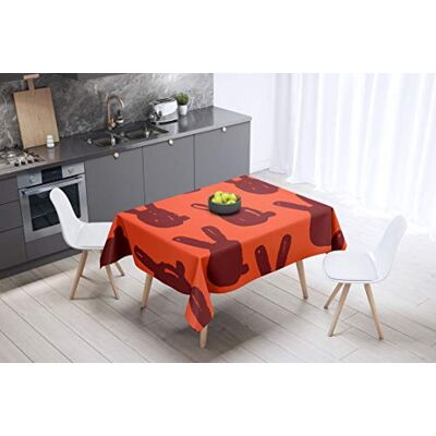 Bonamaison köksdekoration, bordsduk, lila, svart, 140 x 140 cm – designad och tillverkad i Turkiet Bonamaison köksdekoration, bordsduk, lila, svart, 140 x 140 cm – designad och tillverkad i Turkiet