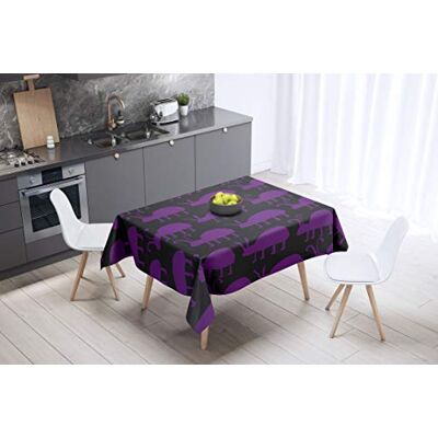 Bonamaison köksdekoration, bordsduk, lila, svart, 140 x 140 cm – designad och tillverkad i Turkiet Bonamaison köksdekoration, bordsduk, lila, svart, 140 x 140 cm – designad och tillverkad i Turkiet