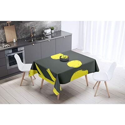 Bonamaison köksdekoration, bordsduk, lila, svart, 140 x 140 cm – designad och tillverkad i Turkiet Bonamaison köksdekoration, bordsduk, lila, svart, 140 x 140 cm – designad och tillverkad i Turkiet