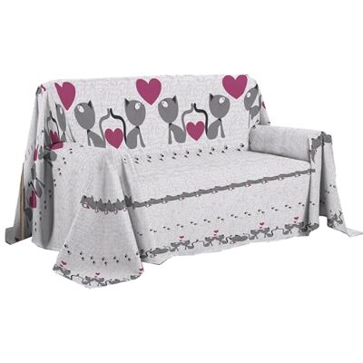 PENSIERI DELICATI Sofföverdrag 180 x 290 cm Tillverkad i Italien, 100% ren bomull, mönstrad kattunge rosa, perfekt som dekorhandduk, tvättlapp eller sommaröverkast (1 kvadrat) PENSIERI DELICATI Sofföverdrag 180 x 290 cm Tillverkad i Italien, 100% ren bomull, mönstrad kattunge rosa, perfekt som dekorhandduk, tvättlapp eller sommaröverkast (1 kvadrat)