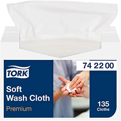 Tork Mjuk Tvättlapp vit, Premium kvalitet, 1 -lagers, 135 dukar, 17cm x 32cm, 742200 Tork Mjuk Tvättlapp vit, Premium kvalitet, 1 -lagers, 135 dukar, 17cm x 32cm, 742200