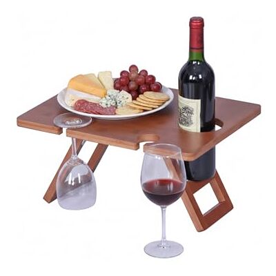 Relaxdays fällbart picknick-vinbord med bambuyta, rymmer 4 glas och 1 flaska, 20 x 40 x 30 cm, brunt Relaxdays fällbart picknick-vinbord med bambuyta, rymmer 4 glas och 1 flaska, 20 x 40 x 30 cm, brunt