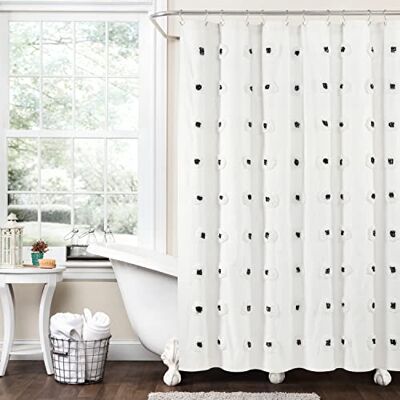 Lush Decor Boho cirkel tuftat garn färgat miljövänligt duschdraperi i återvunnet bomull, 183 cm x 183 cm, svart Lush Decor Boho cirkel tuftat garn färgat miljövänligt duschdraperi i återvunnet bomull, 183 cm x 183 cm, svart