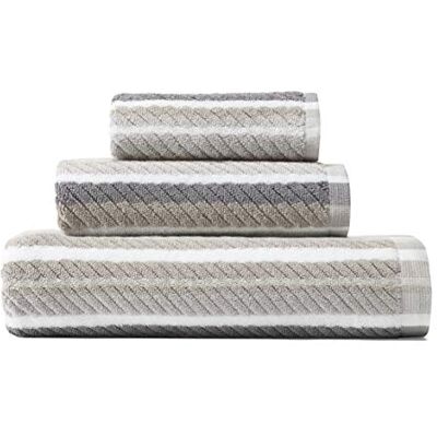 Tommy Bahama handduksset – 100, ultramjuk och absorberande, blekningsbeständig, Oeko-Tex-certifierad, 100% bomull, grå/vit/brun, 3 delar Tommy Bahama handduksset – 100, ultramjuk och absorberande, blekningsbeständig, Oeko-Tex-certifierad, 100% bomull, grå/vit/brun, 3 delar