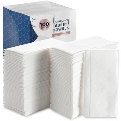 eDayDeal HomeGoods Lyxig linnekänsla engångsgästhanddukar i bulk, mjuk och absorberande duk som pappersservett för badrum, kök, bröllop, fester, middagar eller evenemang, vit 100 st av eDayDeal (100) eDayDeal HomeGoods Lyxig linnekänsla engångsgästhanddukar i bulk, mjuk och absorberande duk som pappersservett för badrum, kök, bröllop, fester, middagar eller evenemang, vit 100 st av eDayDeal (100)