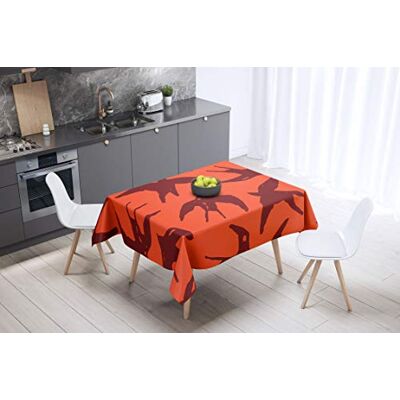 Bonamaison köksdekoration, bordsduk, lila, svart, 140 x 140 cm – designad och tillverkad i Turkiet Bonamaison köksdekoration, bordsduk, lila, svart, 140 x 140 cm – designad och tillverkad i Turkiet