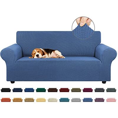 KEKUOU Stretch Loveseat sofföverdrag överdrag, sofföverdrag för 2 kuddar soffa (140 cm – 200 cm) möbelskydd soffa med elastisk botten för barn, hund. Jacquard liten rutig (medium, flod) KEKUOU Stretch Loveseat sofföverdrag överdrag, sofföverdrag för 2 kuddar soffa (140 cm – 200 cm) möbelskydd soffa med elastisk botten för barn, hund. Jacquard liten rutig (medium, flod)