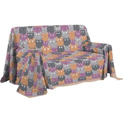 PENSIERI DELICATI Sofföverdrag 180 x 290 cm tillverkat i Italien, heltäckande överdrag i 100% ren bomull, Happycat orange mönster, perfekt som heminredning, sängöverdrag eller sommaröverkast (1 PENSIERI DELICATI Sofföverdrag 180 x 290 cm tillverkat i Italien, heltäckande överdrag i 100% ren bomull, Happycat orange mönster, perfekt som heminredning, sängöverdrag eller sommaröverkast (1