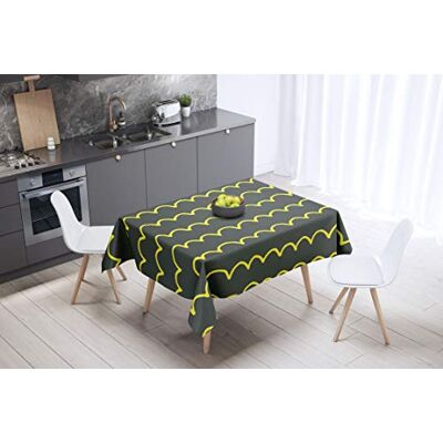 Bonamaison köksdekoration, bordsduk, lila, svart, 140 x 140 cm – designad och tillverkad i Turkiet Bonamaison köksdekoration, bordsduk, lila, svart, 140 x 140 cm – designad och tillverkad i Turkiet