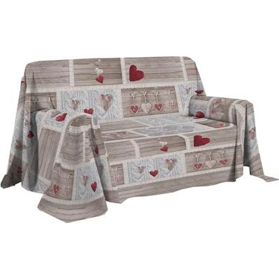 PENSIERI DELICATI Sofföverdrag 250 x 290 cm tillverkat i Italien, heltäckande överdrag i 100% ren bomull, rött sabby in kärleksmönster, perfekt som heminredning, sängöverdrag eller sommaröverkast (2 PENSIERI DELICATI Sofföverdrag 250 x 290 cm tillverkat i Italien, heltäckande överdrag i 100% ren bomull, rött sabby in kärleksmönster, perfekt som heminredning, sängöverdrag eller sommaröverkast (2
