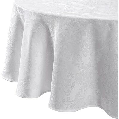 Elrene Damastduk, polyester, vit, 60 tum x 84 tum oval Elrene Damastduk, polyester, vit, 60 tum x 84 tum oval