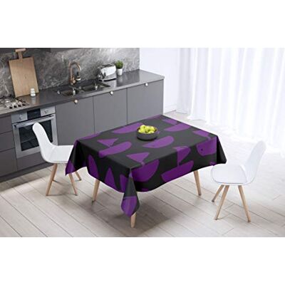 Bonamaison köksdekoration, bordsduk, lila, svart, 140 x 140 cm – designad och tillverkad i Turkiet Bonamaison köksdekoration, bordsduk, lila, svart, 140 x 140 cm – designad och tillverkad i Turkiet