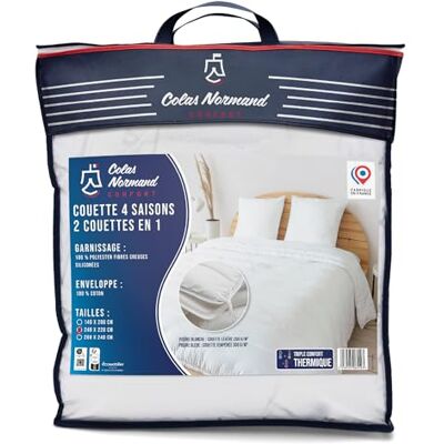 COLAS NORMAND 4 säsonger täcke 2 täcken i 1 med nudlar lätt och tempererat 100% bomull 240 x 220 perfekt för alla årstider fransk tillverkning COLAS NORMAND 4 säsonger täcke 2 täcken i 1 med nudlar lätt och tempererat 100% bomull 240 x 220 perfekt för alla årstider fransk tillverkning