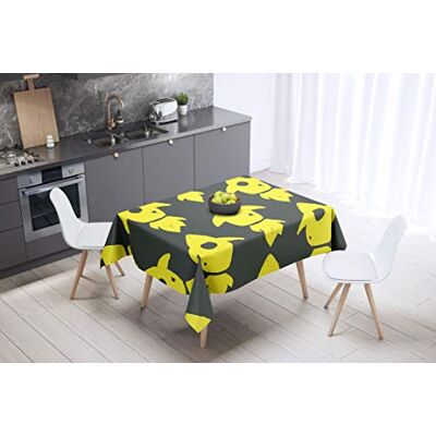 Bonamaison köksdekoration, bordsduk, lila, svart, 140 x 140 cm – designad och tillverkad i Turkiet Bonamaison köksdekoration, bordsduk, lila, svart, 140 x 140 cm – designad och tillverkad i Turkiet