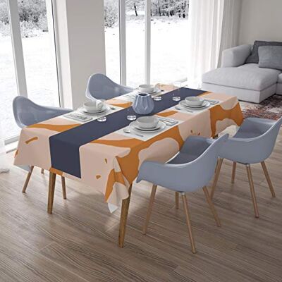 Bonamaison Köksdekoration, bordsduk, orange, benvit, 140 x 200 cm designad och tillverkad i Turkiet Bonamaison Köksdekoration, bordsduk, orange, benvit, 140 x 200 cm designad och tillverkad i Turkiet