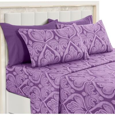 Lux Decor Collection LDC lakan – 6 st lakan för dubbelsäng – högt GSM borstat mikrofiberlakan – upp till 40 cm djup ficka lakan och örngott (drottning, paisley lila) Lux Decor Collection LDC lakan – 6 st lakan för dubbelsäng – högt GSM borstat mikrofiberlakan – upp till 40 cm djup ficka lakan och örngott (drottning, paisley lila)