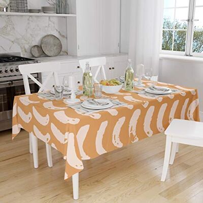 Bonamaison Köksdekoration, bordsduk, orange, benvit, 140 x 160 cm designad och tillverkad i Turkiet Bonamaison Köksdekoration, bordsduk, orange, benvit, 140 x 160 cm designad och tillverkad i Turkiet