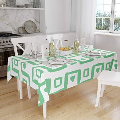 Bonamaison Köksdekoration, bordsduk, bensinggrön, vit, 140 x 160 cm designad och tillverkad i Turkiet Bonamaison Köksdekoration, bordsduk, bensinggrön, vit, 140 x 160 cm designad och tillverkad i Turkiet