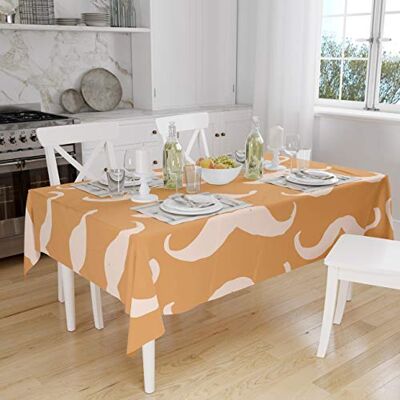Bonamaison Köksdekoration, bordsduk, orange, benvit, 140 x 160 cm designad och tillverkad i Turkiet Bonamaison Köksdekoration, bordsduk, orange, benvit, 140 x 160 cm designad och tillverkad i Turkiet