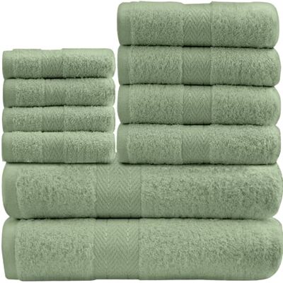 GC GAVENO CAVAILIA mjuka handdukar – 10 delar badrumshanddukar set – högkvalitativ vattenabsorberande handduk, 4 ansikten 4 hand 2 badhandduk, 450 GSM tvättbara handduksset, salviagrön GC GAVENO CAVAILIA mjuka handdukar – 10 delar badrumshanddukar set – högkvalitativ vattenabsorberande handduk, 4 ansikten 4 hand 2 badhandduk, 450 GSM tvättbara handduksset, salviagrön