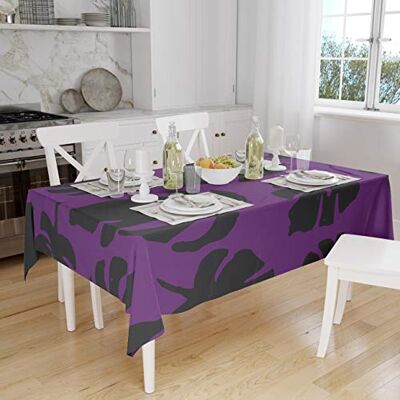 Bonamaison Köksdekoration, bordsduk, lila, svart, 140 x 160 cm designad och tillverkad i Turkiet Bonamaison Köksdekoration, bordsduk, lila, svart, 140 x 160 cm designad och tillverkad i Turkiet