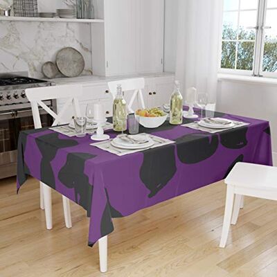 Bonamaison Köksdekoration, bordsduk, lila, svart, 140 x 160 cm designad och tillverkad i Turkiet Bonamaison Köksdekoration, bordsduk, lila, svart, 140 x 160 cm designad och tillverkad i Turkiet