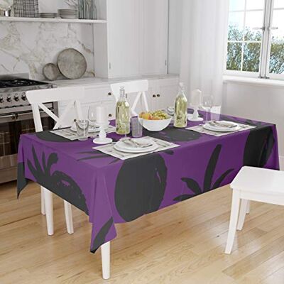 Bonamaison Köksdekoration, bordsduk, lila, svart, 140 x 160 cm designad och tillverkad i Turkiet Bonamaison Köksdekoration, bordsduk, lila, svart, 140 x 160 cm designad och tillverkad i Turkiet