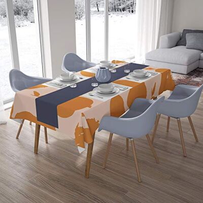 Bonamaison Köksdekoration, bordsduk, orange, benvit, 140 x 200 cm designad och tillverkad i Turkiet Bonamaison Köksdekoration, bordsduk, orange, benvit, 140 x 200 cm designad och tillverkad i Turkiet