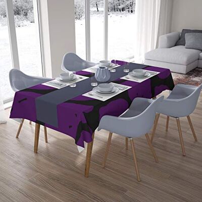 Bonamaison Köksdekoration, bordsduk, lila, svart, 140 x 200 cm designad och tillverkad i Turkiet Bonamaison Köksdekoration, bordsduk, lila, svart, 140 x 200 cm designad och tillverkad i Turkiet