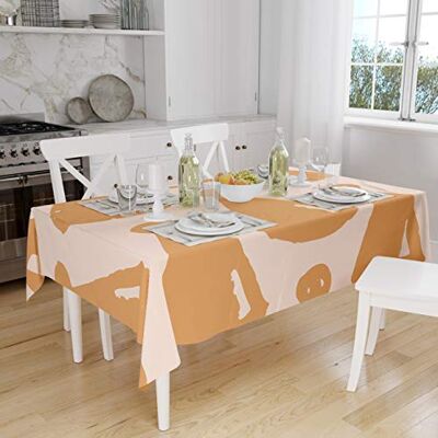 Bonamaison Köksdekoration, bordsduk, orange, benvit, 140 x 160 cm designad och tillverkad i Turkiet Bonamaison Köksdekoration, bordsduk, orange, benvit, 140 x 160 cm designad och tillverkad i Turkiet
