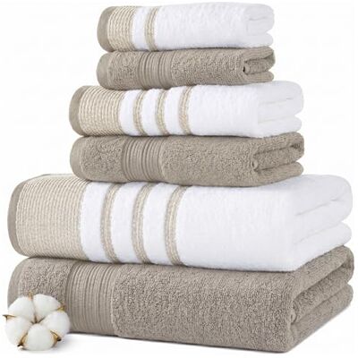 Modern Threads Moderna trådar 6 delar set, 2 badhanddukar, 2 handdukar, 2 tvättlappar, snabbtorkande vit/kontrast Reinhart Tan Modern Threads Moderna trådar 6 delar set, 2 badhanddukar, 2 handdukar, 2 tvättlappar, snabbtorkande vit/kontrast Reinhart Tan