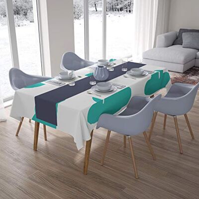 Bonamaison Köksdekoration, bordsduk, turkos, vit, 140 x 200 cm designad och tillverkad i Turkiet Bonamaison Köksdekoration, bordsduk, turkos, vit, 140 x 200 cm designad och tillverkad i Turkiet