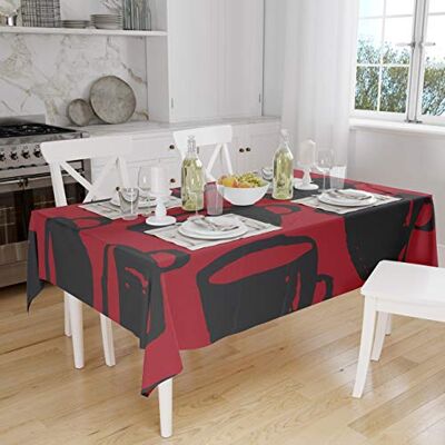 Bonamaison Köksdekoration, bordsduk, röd svart, 140 x 160 cm designad och tillverkad i Turkiet Bonamaison Köksdekoration, bordsduk, röd svart, 140 x 160 cm designad och tillverkad i Turkiet