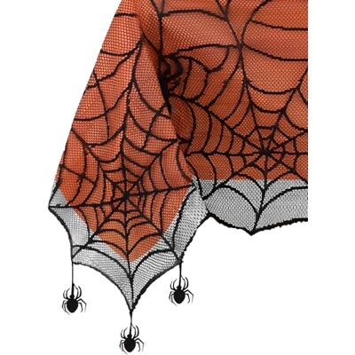 Elrene Home Fashions krypande halloween spindel spets fodrad bordsduk, 152 cm x 213 cm, svart/orange Elrene Home Fashions krypande halloween spindel spets fodrad bordsduk, 152 cm x 213 cm, svart/orange