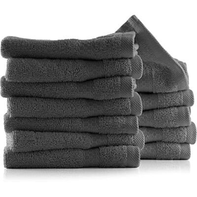 Hearth & Harbor Tvättlappar 12-pack – 100 % bomull, tvättlappar för kropp och ansikte, mycket absorberande och mjuka, 33 x 33 cm, snabbtorkande – mörkgrå tvättlappar Hearth & Harbor Tvättlappar 12-pack – 100 % bomull, tvättlappar för kropp och ansikte, mycket absorberande och mjuka, 33 x 33 cm, snabbtorkande – mörkgrå tvättlappar