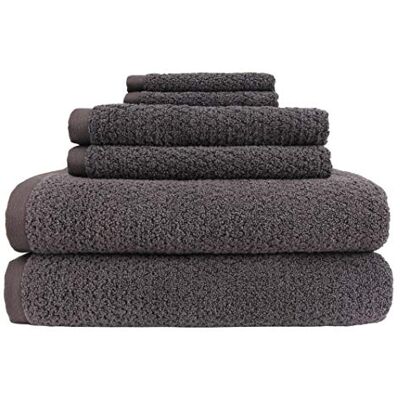 Everplush Diamond Jacquard 6 delar badhandduksset, träkol Everplush Diamond Jacquard 6 delar badhandduksset, träkol