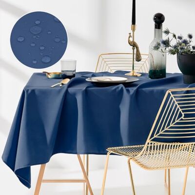 room99 Aura bordsduk 140 x 300 cm bordsduk, fläckskydd, tvättbar, vattenavvisande, smutsavvisande polyester, rektangulär festdekoration, året runt, mörkblå room99 Aura bordsduk 140 x 300 cm bordsduk, fläckskydd, tvättbar, vattenavvisande, smutsavvisande polyester, rektangulär festdekoration, året runt, mörkblå