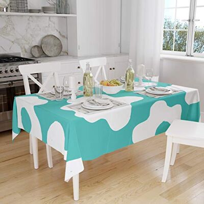 Bonamaison Köksdekoration, bordsduk, turkos, vit, 140 x 160 cm designad och tillverkad i Turkiet Bonamaison Köksdekoration, bordsduk, turkos, vit, 140 x 160 cm designad och tillverkad i Turkiet
