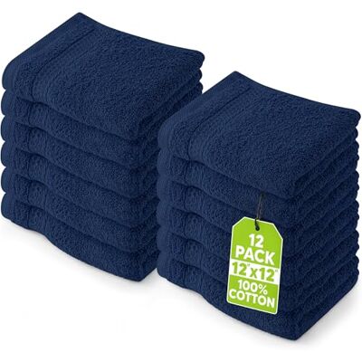 Utopia Towels Premium fingerspetsshandduk, 30,5 x 30,5 cm, marinblå, 600 g/m², 100% bomull, mycket absorberande och mjuk, 12 stycken Utopia Towels Premium fingerspetsshandduk, 30,5 x 30,5 cm, marinblå, 600 g/m², 100% bomull, mycket absorberande och mjuk, 12 stycken