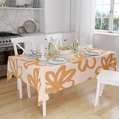Bonamaison Köksdekoration, bordsduk, orange, benvit, 140 x 160 cm designad och tillverkad i Turkiet Bonamaison Köksdekoration, bordsduk, orange, benvit, 140 x 160 cm designad och tillverkad i Turkiet