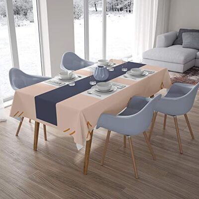 Bonamaison Köksdekoration, bordsduk, orange, benvit, 140 x 200 cm designad och tillverkad i Turkiet Bonamaison Köksdekoration, bordsduk, orange, benvit, 140 x 200 cm designad och tillverkad i Turkiet
