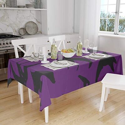 Bonamaison Köksdekoration, bordsduk, lila, svart, 140 x 160 cm designad och tillverkad i Turkiet Bonamaison Köksdekoration, bordsduk, lila, svart, 140 x 160 cm designad och tillverkad i Turkiet