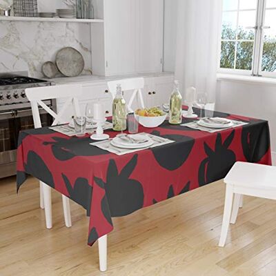 Bonamaison Köksdekoration, bordsduk, röd svart, 140 x 160 cm designad och tillverkad i Turkiet Bonamaison Köksdekoration, bordsduk, röd svart, 140 x 160 cm designad och tillverkad i Turkiet